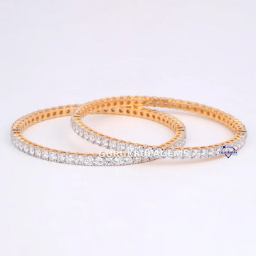 1 pair of Round cut diamond bangles for elegance designs with vvs clarity diamonds Gurukrupa-Gems