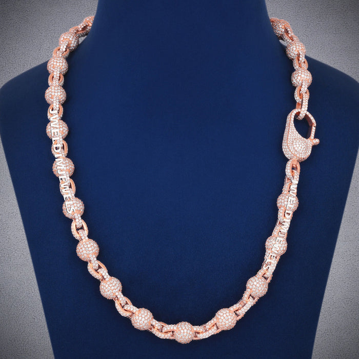 10mm Rose Gold Ball Link Chain Necklace