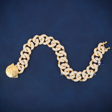 13 mm Yellow cuban bracelet custom made lock vvs diamond Gurukrupa-Gems