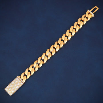 13 mm Yellow cuban bracelet custom made lock vvs diamond Gurukrupa-Gems