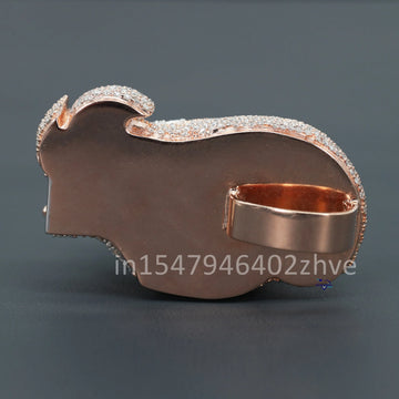 14 kt white and rose gold hip hop lab diamond pendant for women with vvs clarity diamonds