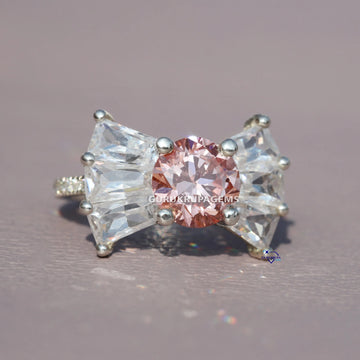 14 kt white gold Solitaire Lab Created Diamond Ring For Women With 2 TCW Round And Tapered Baguette Cut Gurukrupa-Gems