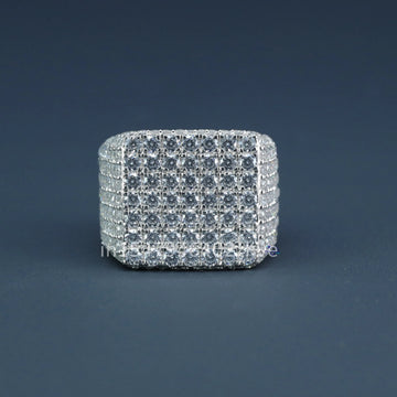 14 kt white gold fully iced out lab grown diamond hip hop ring with vvs clarity diamonds