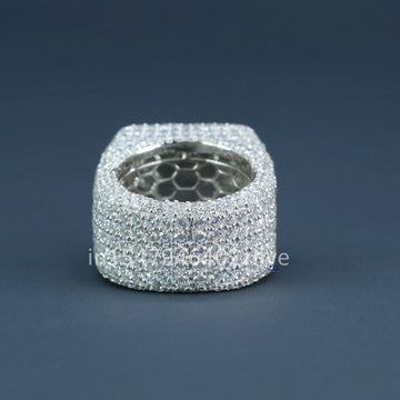14 kt white gold fully iced out lab grown diamond hip hop ring with vvs clarity diamonds