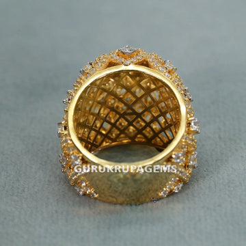 14 kt yellow gold lab grown diamond hip hop ring with vvs clarity elegantly crafted for women - Gurukrupa-Gems
