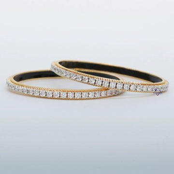 14 kt yellow gold lab grown round brilliant cut stylish diamond Bangles for Everyday Elegance Gurukrupa-Gems