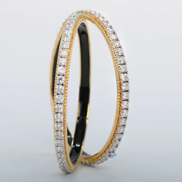 14 kt yellow gold lab grown round brilliant cut stylish diamond Bangles for Everyday Elegance Gurukrupa-Gems