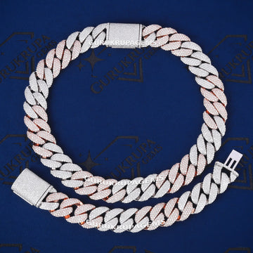 14K White Gold Diamond Cuban Link Miami Chain and Bracelet Combo Set Iced Out Drip Collection Gurukrupa-Gems