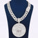 14K White Gold Iced Out Custom House Medallion Pendant with Lab Diamonds on Miami Cuban Chain Gurukrupa-Gems