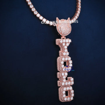 14KT Rose Gold Tennis Chain With Pendant Custom Design Lab Diamond Gurukrupa-Gems