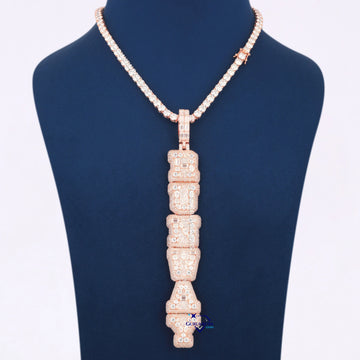 14KT Rose Gold Tennis Chain With Pendant Custom Design Lab Diamond (Copy) Gurukrupa-Gems