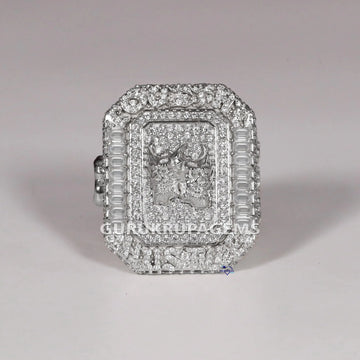 14KT White Gold Lab Created Diamond Ring For Men's Unique And Luxury Round Cut Lab Created Diamond Ring Gurukrupa-Gems