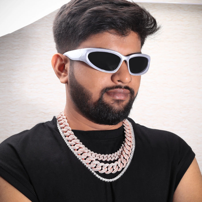 Custom fully iced out 22 inch 20 mm 14kt rose gold lab diamond chain necklace vvs clarity