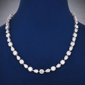 16 Inch 3.5mm White Gold Diamond Tennis Chain Necklace with Frozen Style Gurukrupa-Gems