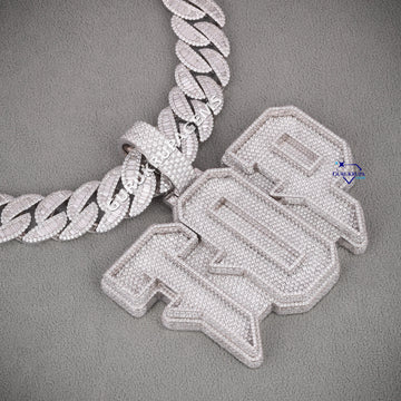 18 Inch 20 MM Cuban Link Round And Baguette Cut Lab Diamond With Custom Chain And Pendant Gurukrupa-Gems