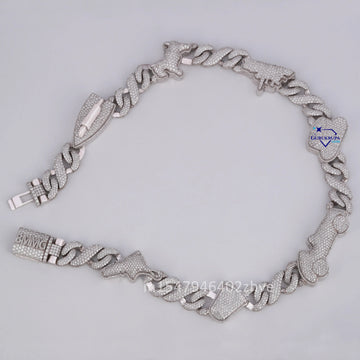 18 inch 15 mm diamond cuban chain for men women made in 14 kt lab grown diamonds Gurukrupa-Gems