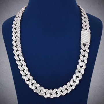 18mm Miami New Style Cuban Necklace Iced Out 925 Silver Round and Baguette Cuban Link Chain for Men Gurukrupa-Gems