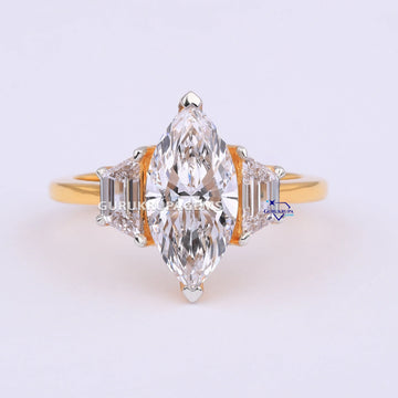 2.90 CT Marquise & Trapezoid Diamond Solitaire Ring For Women Gurukrupa-Gems