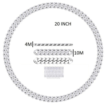 22 Inch 14mm Silver Diamond Cuban Link Chain Necklace with Fully Iced Out Shine for Mens Gurukrupa-Gems