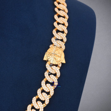 20 inch 13 mm custom made full yellow curb chain - Gurukrupa-Gems