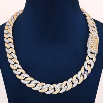 20 inch 15 mm hiphop cuban link diamond chain two toned Gurukrupa-Gems