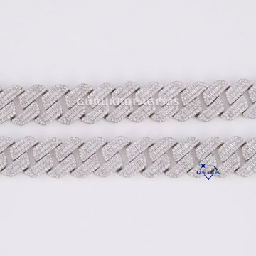 20 inch 25 mm cuban chain for unisex embellished with round and baguette cut diamonds vvs clarity Gurukrupa-Gems