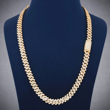 22 Inch 10 mm Yellow Gold Cuban Link Iced Out Chain Luxury Hip Hop Diamond Necklace for Men Gurukrupa-Gems
