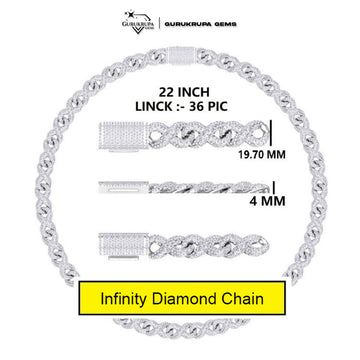22 inch 10mm Yellow Gold Plated Cuban Infinity Link Chain 14k Gold Full Iced Out Necklace for Unisex Gurukrupa-Gems
