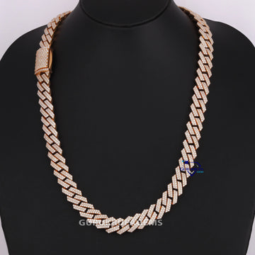22 inch 12 mm diamonds hip hop fully iced out diamond cuban chain for men Gurukrupa-Gems