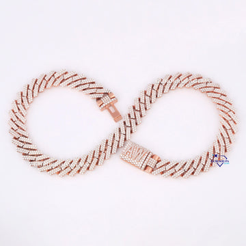22 inch 18 mm best selling hip hop cuban custom made rose gold diamond chain vvs clarity Gurukrupa-Gems