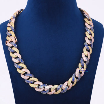 22 inch 18 mm colorfull miami cuban chain for men vvs clarity def color hip hop swagger accessory Gurukrupa-Gems