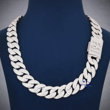 22 inch 20 mm hiphop full white cuban diamond chain vvs clarity Gurukrupa-Gems