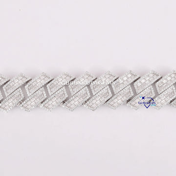 22 inch 22 mm baguette and round diamond chain necklace Gurukrupa-Gems