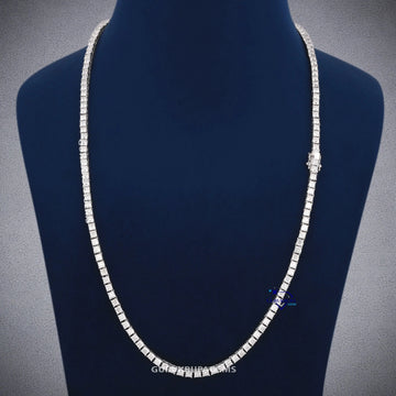 22 inch 3.5mm princess cut tennis necklace full white Gurukrupa-Gems