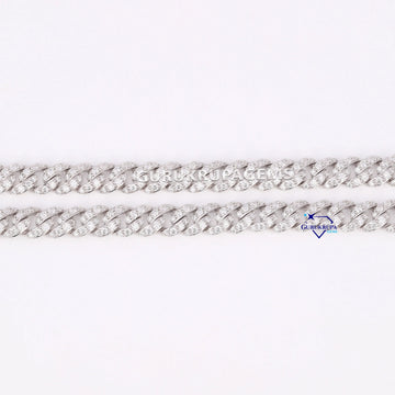 22 inch 8 mm sleek thinner cuban chain fully white custom made hiphop jewelry for men women Gurukrupa-Gems