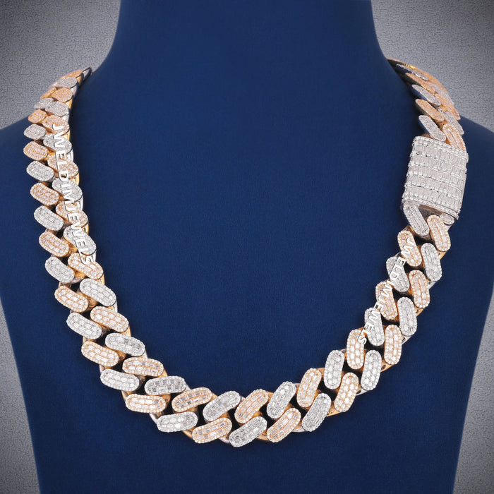 20 mm 22 inch hip hop two tone rappers silver moissnaite necklace