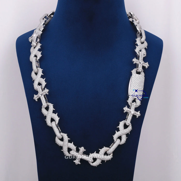 24 Inch 16 mm popular cuban cross infinity style diamond chain