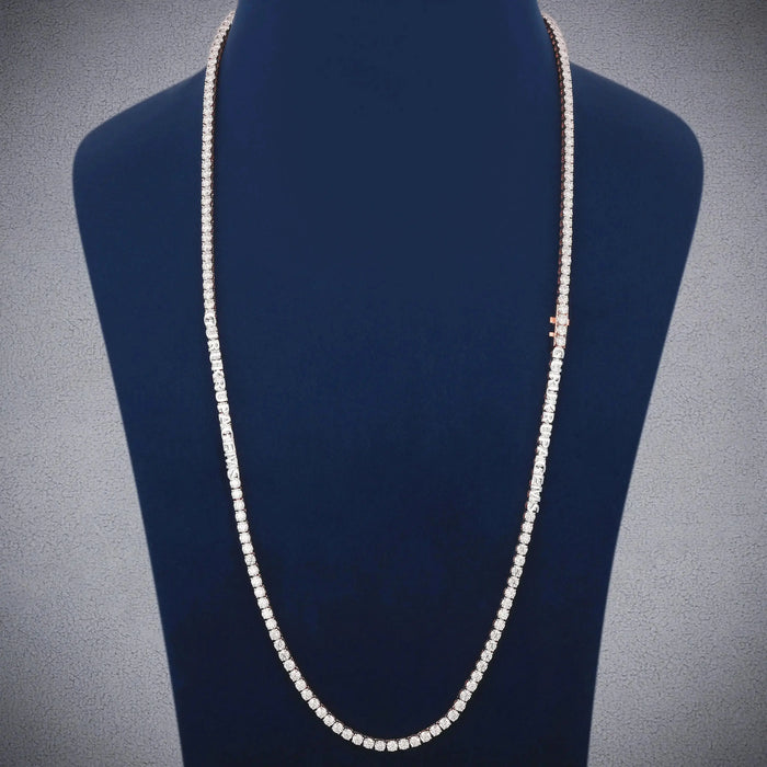 24 Inch 3mm Rose Gold Diamond Tennis Chain Necklace Celestial Ice Collection
