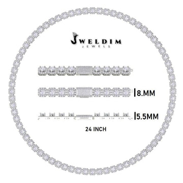 24 Inch 8mm Custom Fully Iced Out Gold Lab Diamond Tennis Chain Necklace for Unisex Gurukrupa-Gems