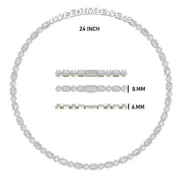 24 Inch 8mm Round Emerald Haloo Lab Diamond Tennis Chain Necklace for Unisex Gurukrupa-Gems