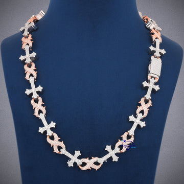 24 inch 12 mm trending designer custom infinity cross link chain passed tester Gurukrupa-Gems