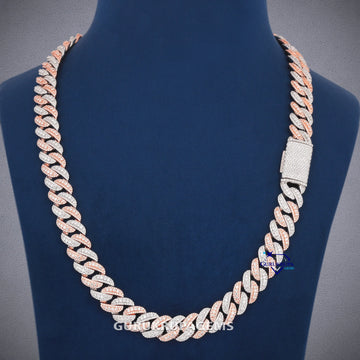 24 inch 13 mm two tone cuban diamond chain vvs clarity Gurukrupa-Gems
