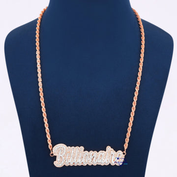 3 MM Rose Gold Rope Chain With Custom Lab Diamond Pendant Gurukrupa-Gems
