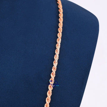 3 MM Rose Gold Rope Chain With Custom Lab Diamond Pendant Gurukrupa-Gems