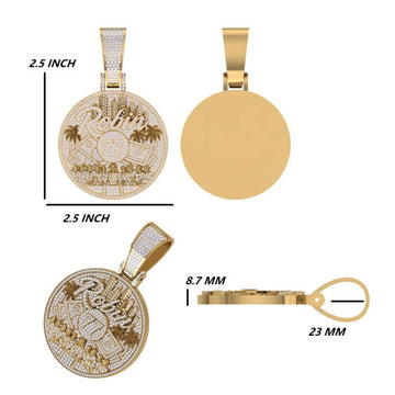 3D custom round embossed designer pendant lab grown diamond d vvs Jweldim Jewels