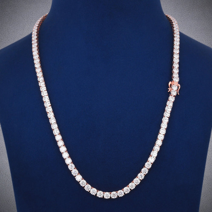 22 inch 5mm 14kt Rose Gold Mens Lab Grown Diamond Tennis Chain Necklace