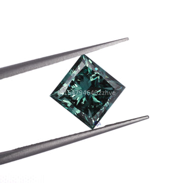 4 CT Princess Cut Green color lab grown loose diamond crafted in VVS clarity-Gurukrupa-Gems