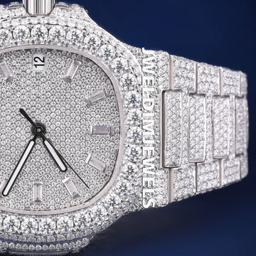 41mm Baguette Diamond Rose Dial Watch Fully Iced Out VVS Moissanite Diamond Watch for Men Gurukrupa-Gems