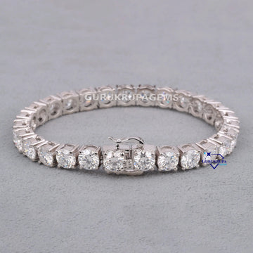 7.5 inch 4.5 mm round cut diamond white gold tennis bracelet for engagement gift Gurukrupa-Gems