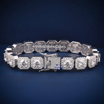 8 inch 11 mm tennis inspired halo set diamond bracelet Gurukrupa-Gems